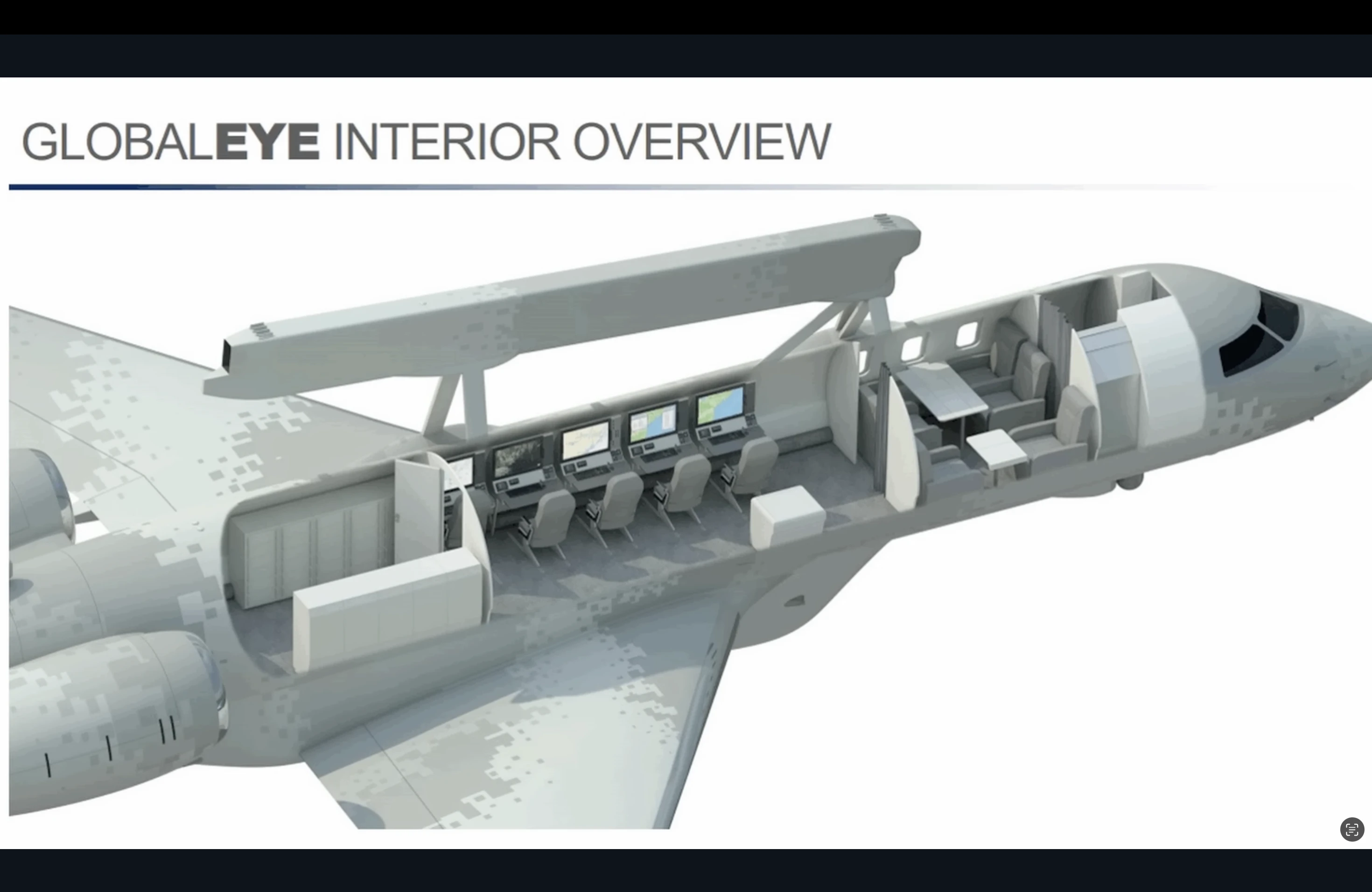 Intérieur du GlobalEye - Poste de commandement