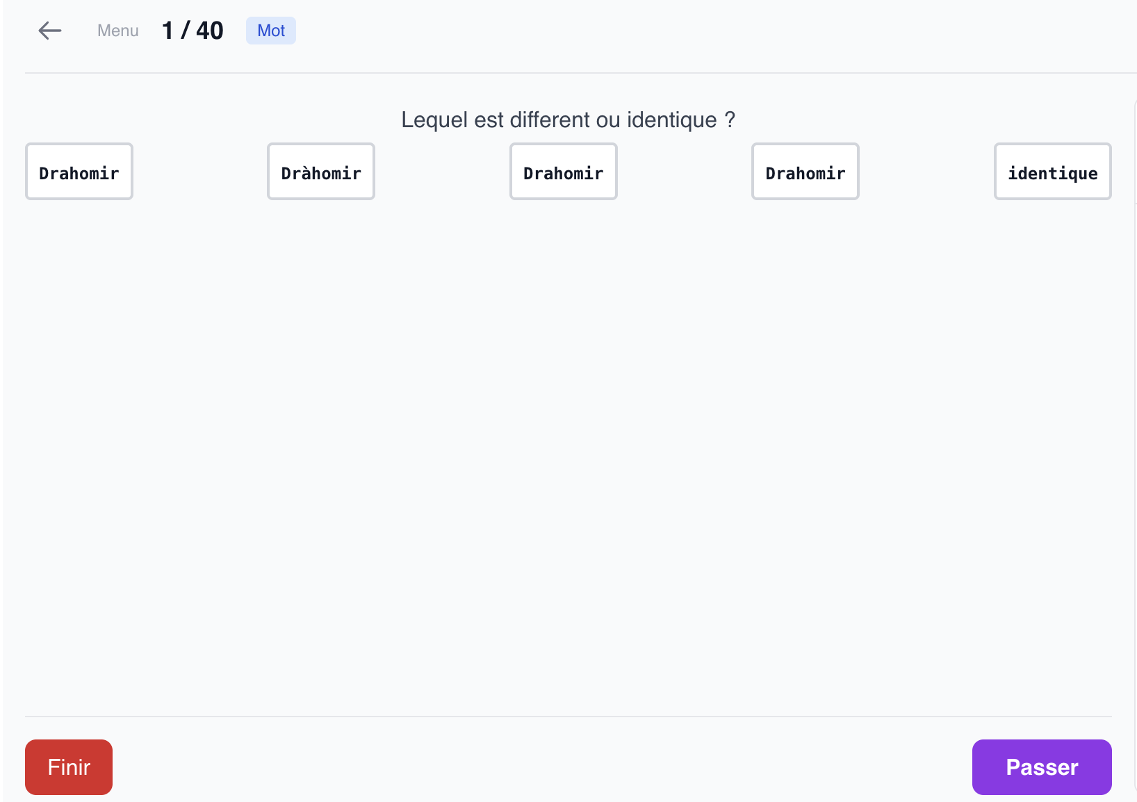 Exemple Test d'attention TAMIC